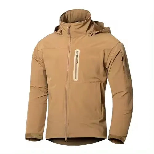 Taktinė lauko vyriška striukė su gobtuvu, vandeniui atspari Soft Shell įkraunama striukė