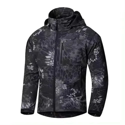 Taktinė lauko vyriška striukė su gobtuvu, vandeniui atspari Soft Shell įkraunama striukė