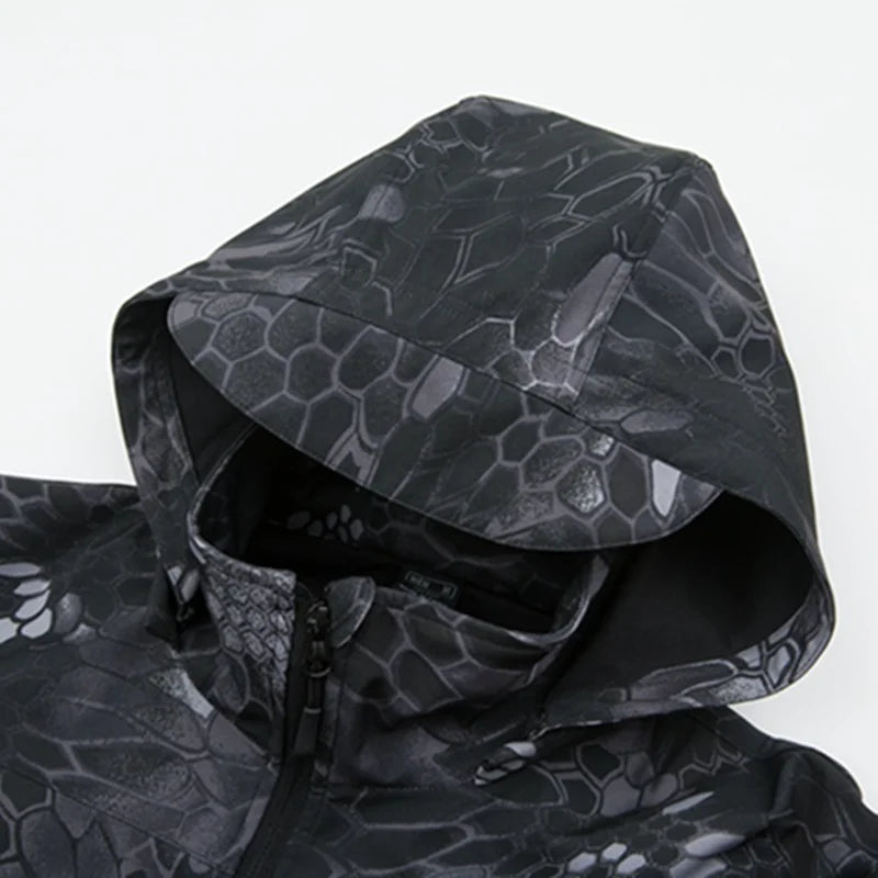 Taktinė lauko vyriška striukė su gobtuvu, vandeniui atspari Soft Shell įkraunama striukė