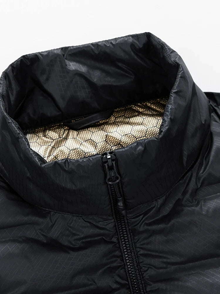 Žieminė vyriška pūkinė striukė, baltas ančių pūkų paminkštintas lengvas paltas