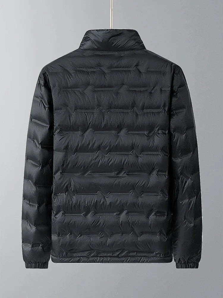 Žieminė vyriška pūkinė striukė, baltas ančių pūkų paminkštintas lengvas paltas