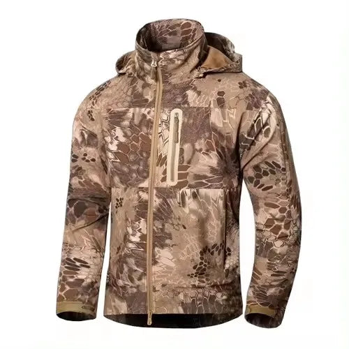 Taktinė lauko vyriška striukė su gobtuvu, vandeniui atspari Soft Shell įkraunama striukė