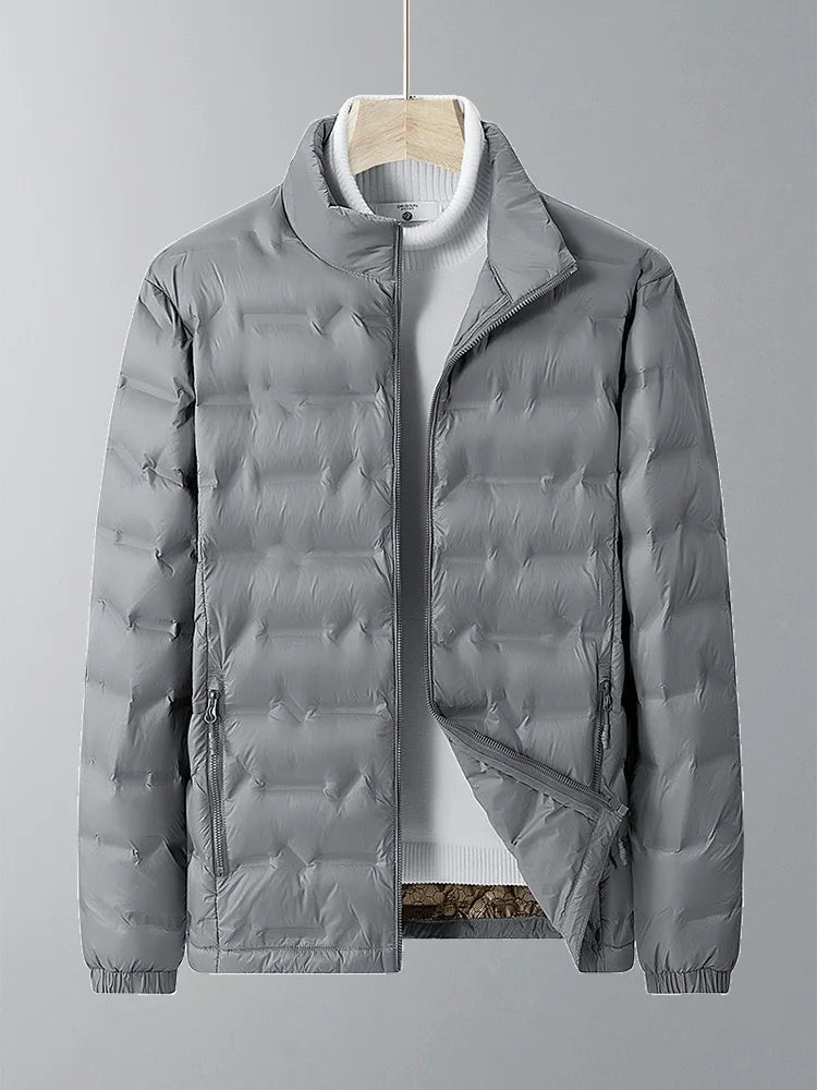 Žieminė vyriška pūkinė striukė, baltas ančių pūkų paminkštintas lengvas paltas