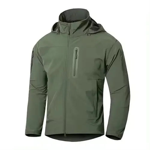 Taktinė lauko vyriška striukė su gobtuvu, vandeniui atspari Soft Shell įkraunama striukė