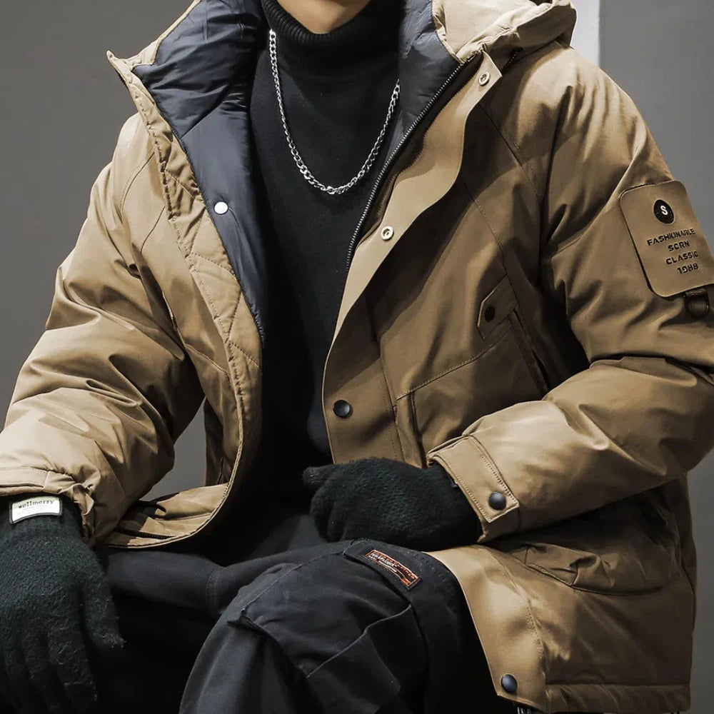 Žieminė lauko striukė nuo vėjo su gobtuvu