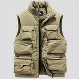 New Fashion Men Cargo Vest Winter Thick Fleece Warm Sleeveless Sport Jacket