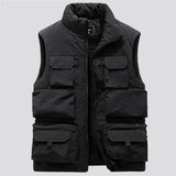 New Fashion Men Cargo Vest Winter Thick Fleece Warm Sleeveless Sport Jacket