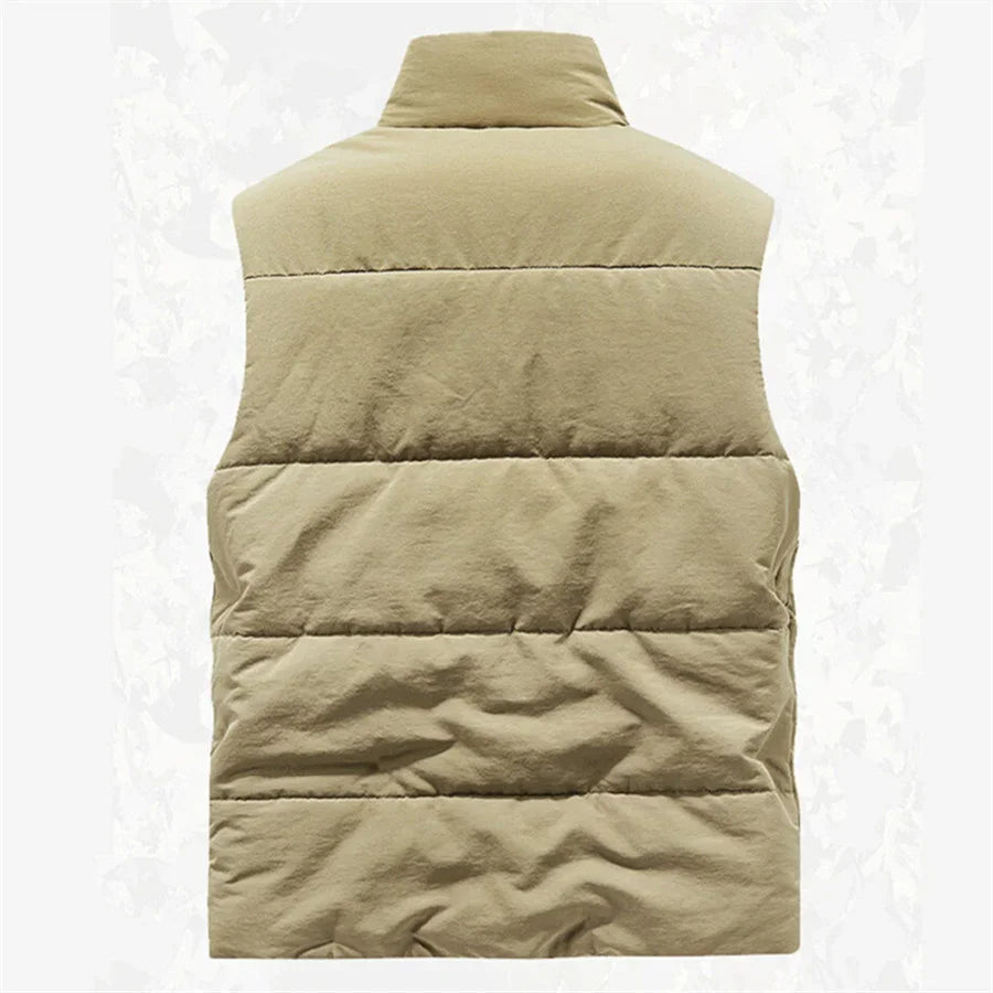 New Fashion Men Cargo Vest Winter Thick Fleece Warm Sleeveless Sport Jacket