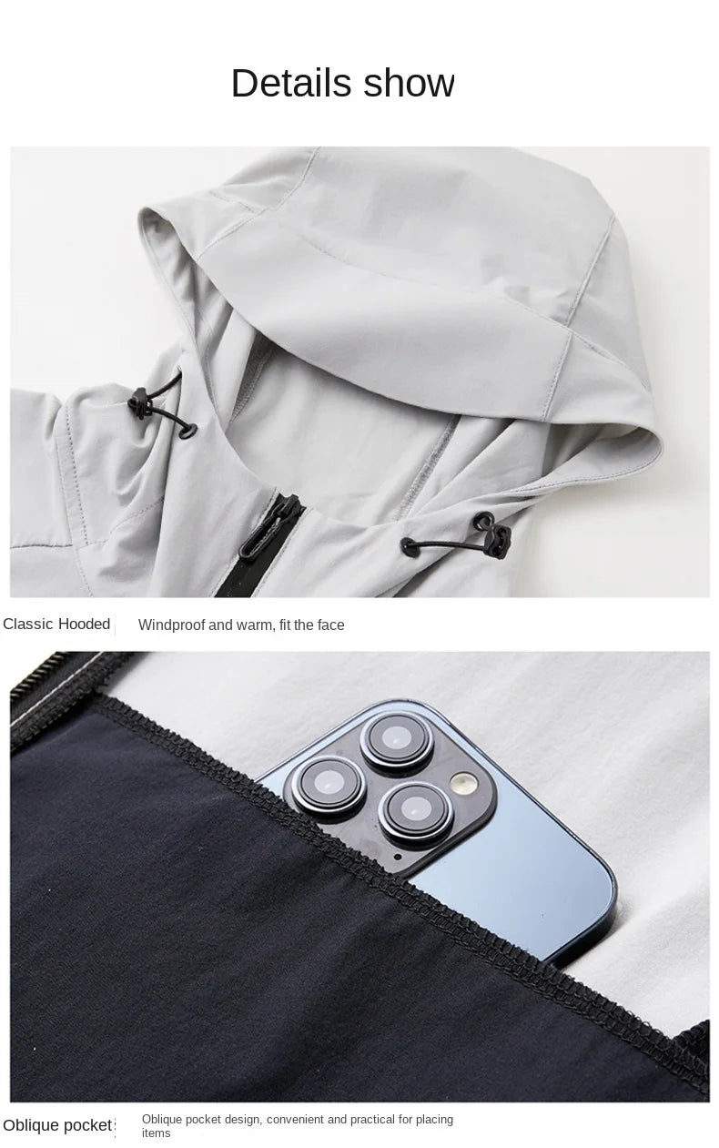 Kempingo vandeniui atspari Soft Shell striukė Lengvas paltas su gobtuvu, skirtas žygiams lauke 